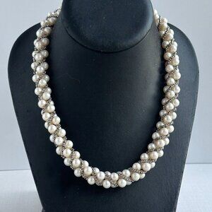 Sterling Helix Pearl Necklace 17" IPS
